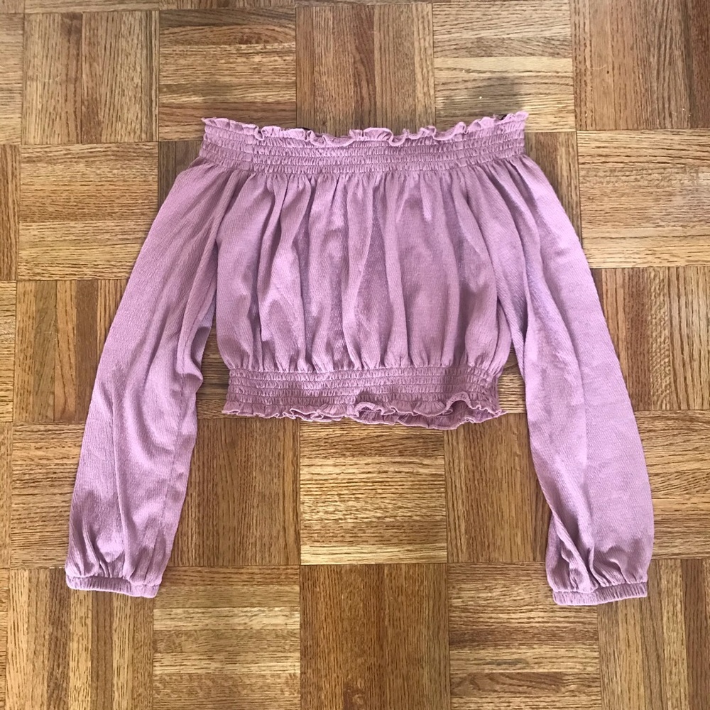 H&M Pink Smocked Off the Shoulder Top